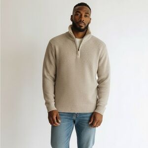 DKNY Men's Light Tan Zip-Up Sweater